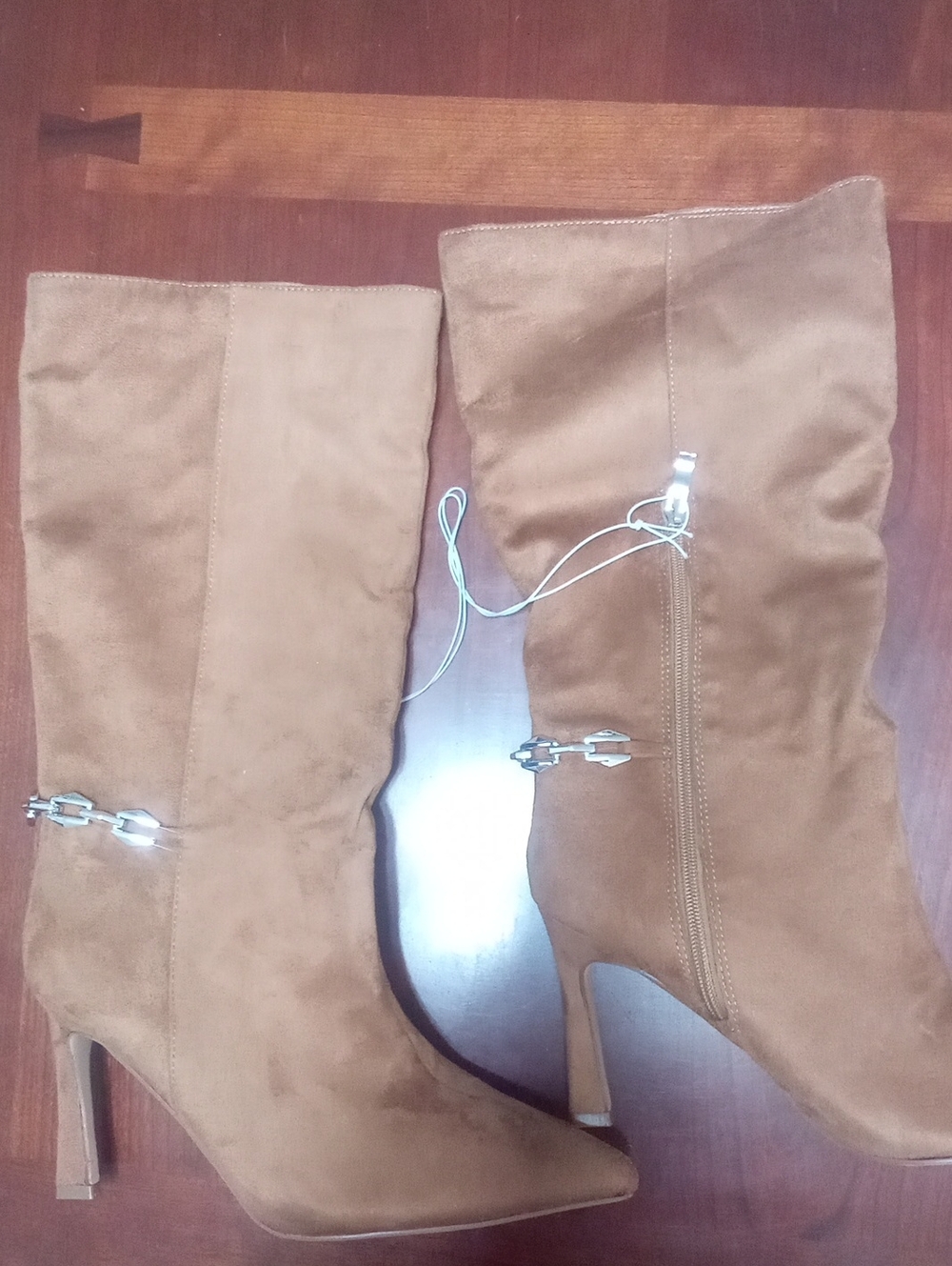 Rampage Tall Buckle Accent Knee-High Boots in Tan Suede Sz 10 New NWT